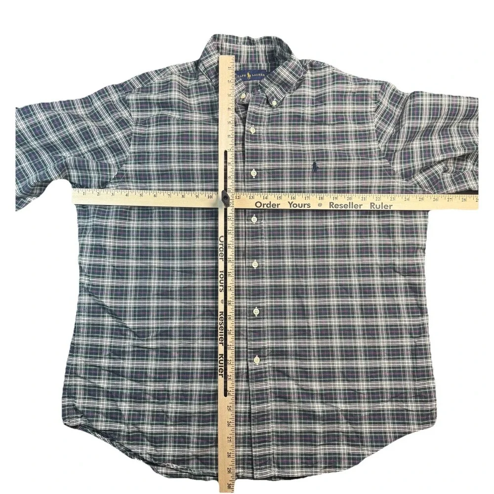 Ralph Lauren Shirt Mens Extra Large Green Navy Plaid‎ Button Down Long Sleeve